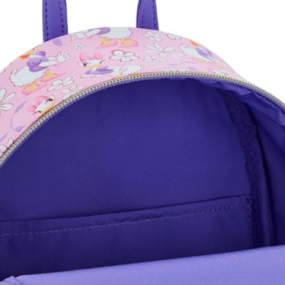 Loungefly Disney Daisy Duck Flower Mini Backpack Floral Print Pink & Purple NWT - Picture 5 of 5